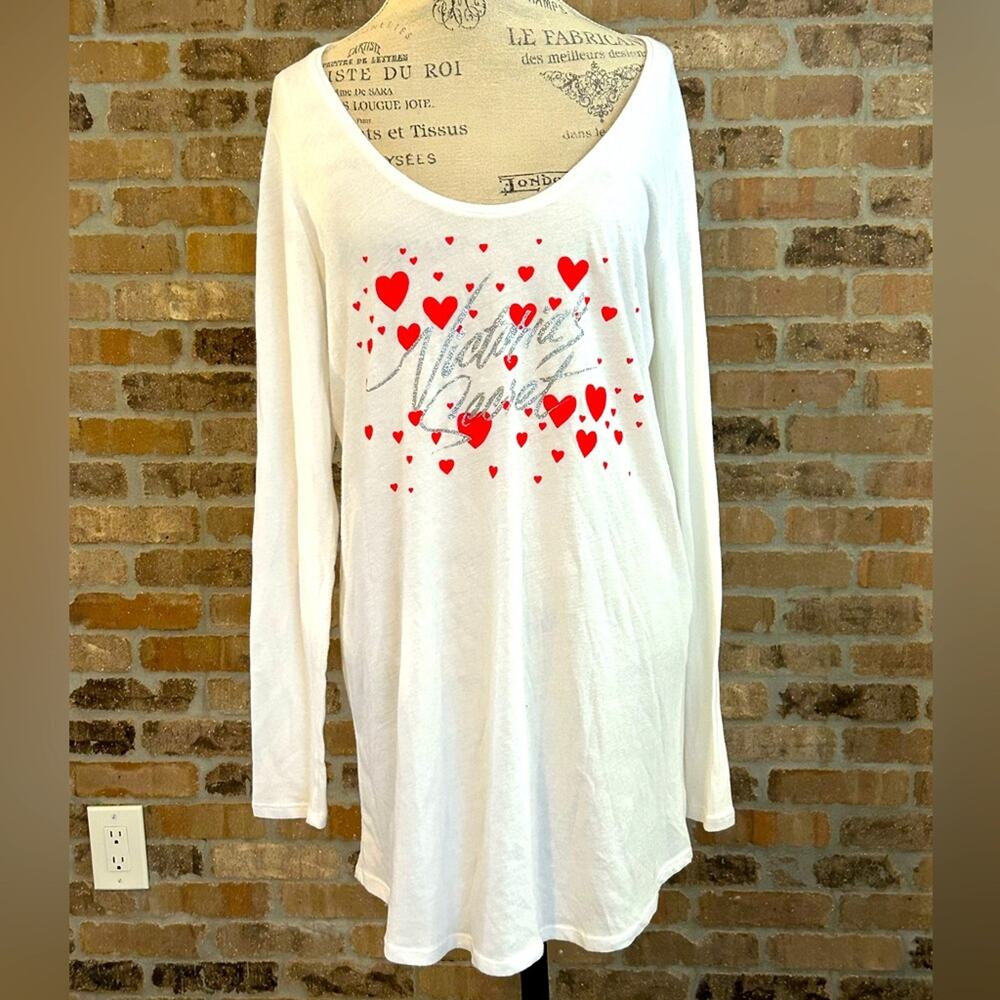 Victoria’s Secret white red hearts nightgown pajama shirt size M